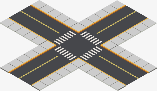 矢量图十字路口的人行道