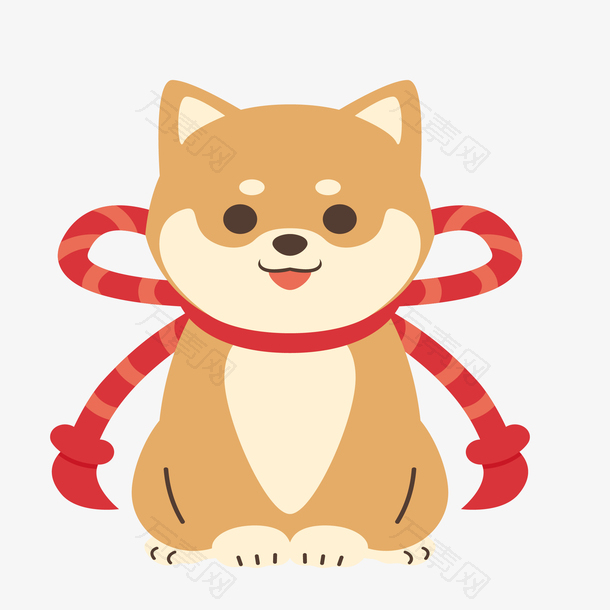 可爱小狗红丝带图案