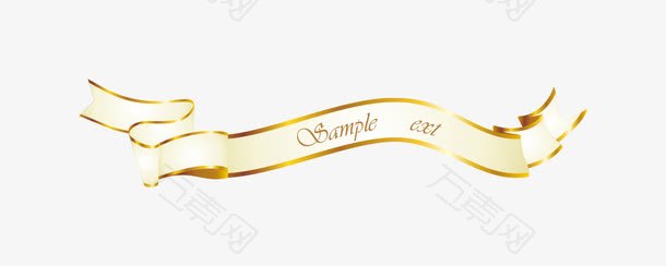 矢量亮金色闪亮标签渐变英文彩带