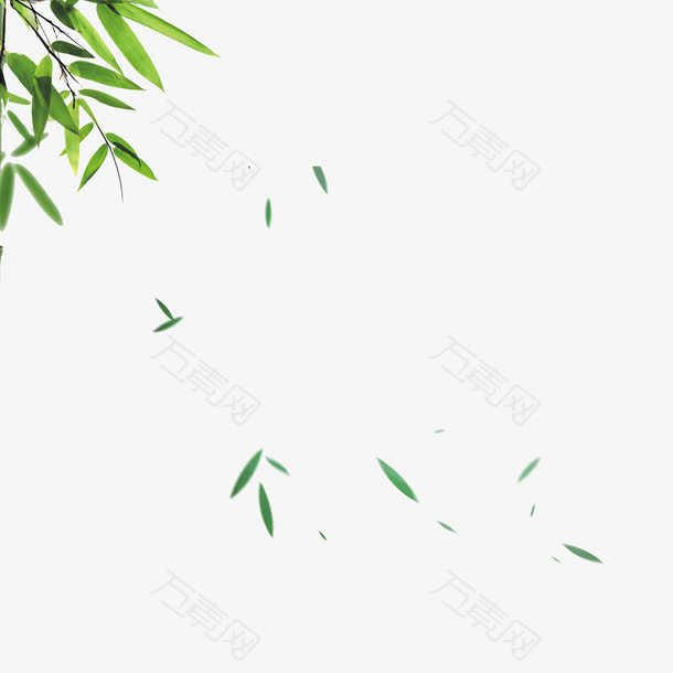 飘落的绿色竹叶素材