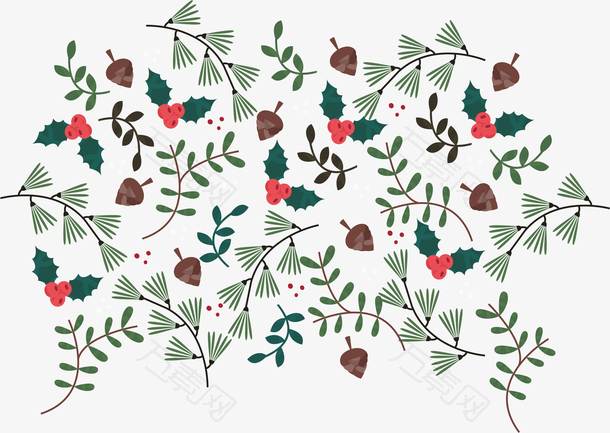 浪漫绿色树叶花纹