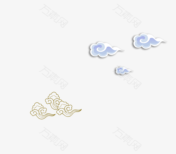简约3D立体创意祥云免抠