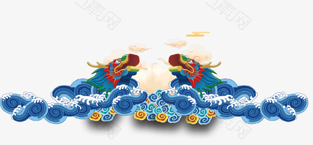 蓝色大气龙抬头祥云底纹