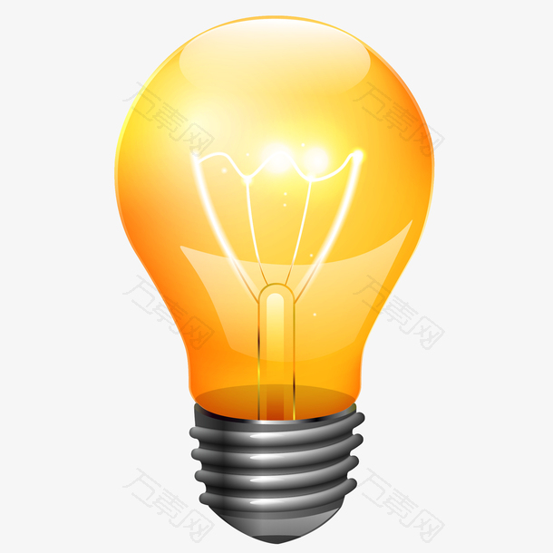 创意黄色发光灯泡