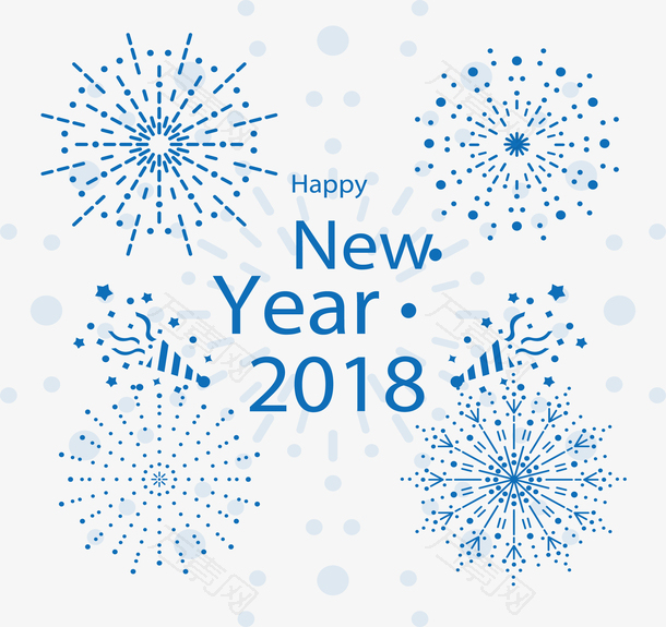 蓝色新年烟花