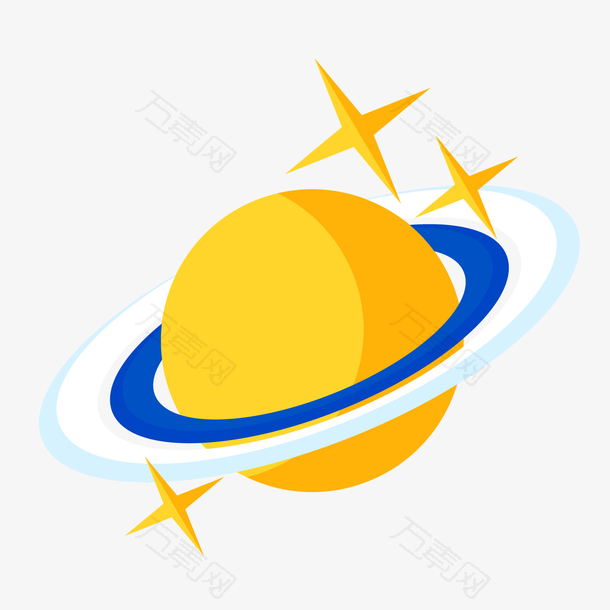 黄色扁平化星球元素