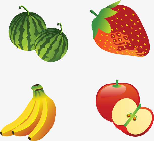 矢量黄色手绘水果香蕉