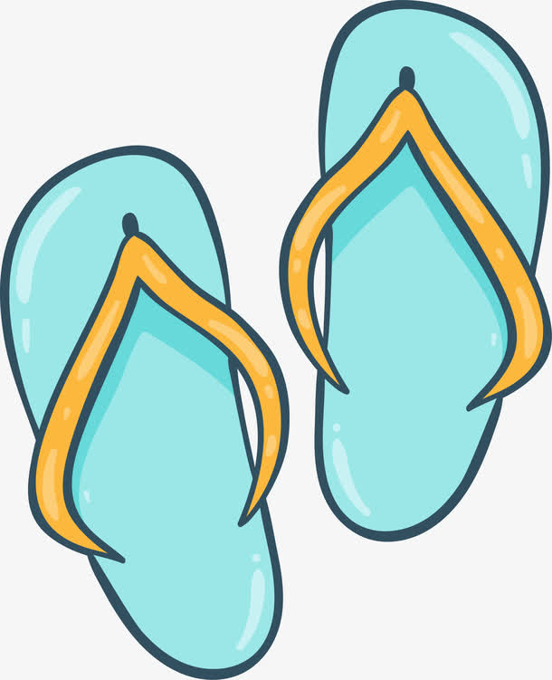 蓝色拖鞋免抠素材