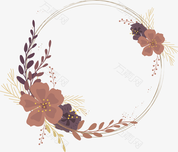 复古风浪漫花朵边框