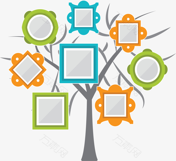 彩色相框大树照片墙