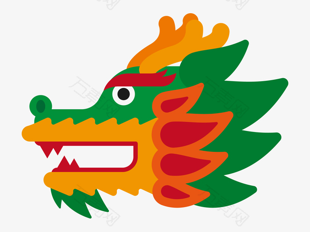 龙头张口睁眼彩色新年元宵庆典免