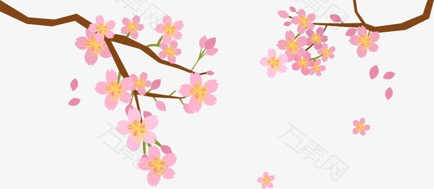 卡通手绘春天绿植花枝装饰
