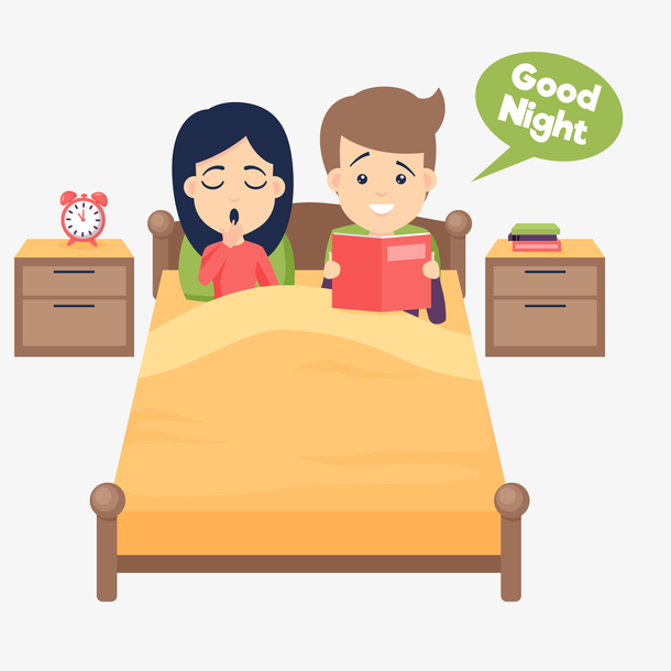 准备睡觉的夫妻人物设计