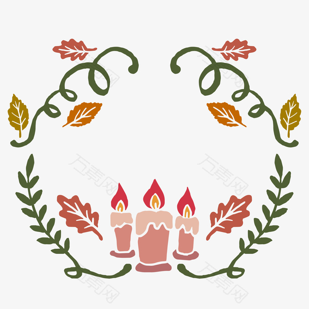 矢量装饰感恩节蜡烛边框