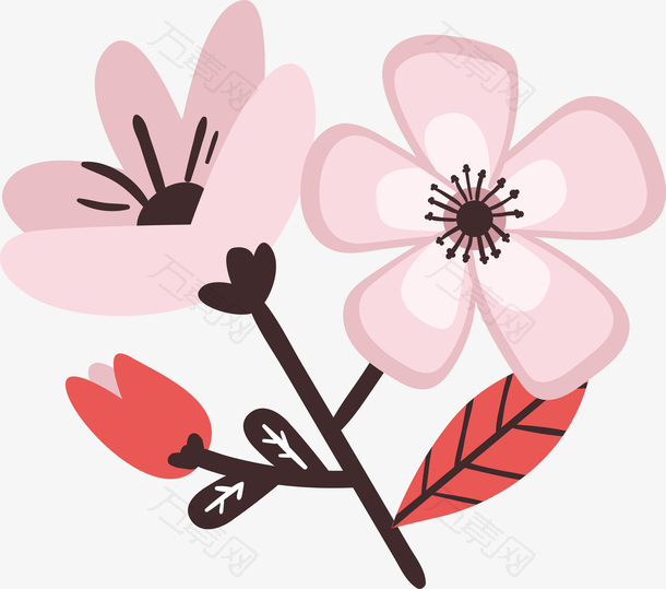 桃花花枝水墨桃花