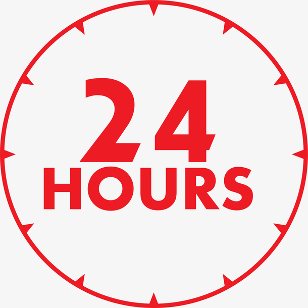 手绘24小时服务图标设计