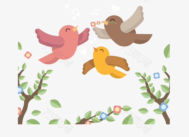 丛林里自由飞翔的鸟儿