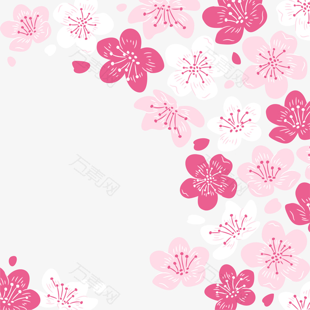 卡通手绘春天桃花装饰