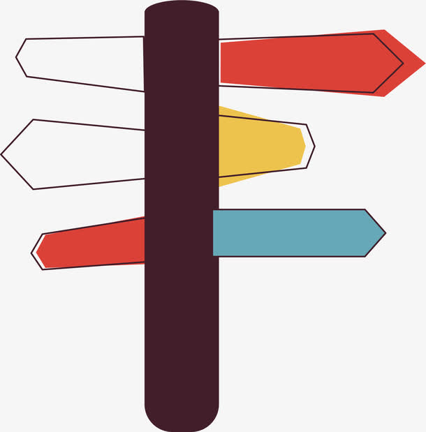 彩色指路标旅游景点元素矢量素材