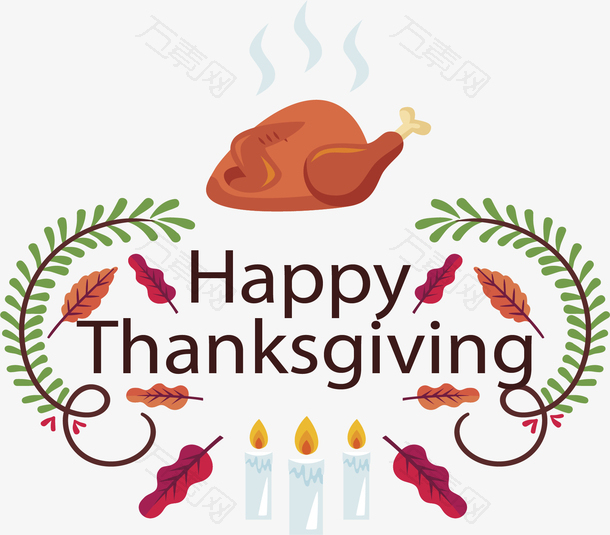 感恩节白色蜡烛火鸡