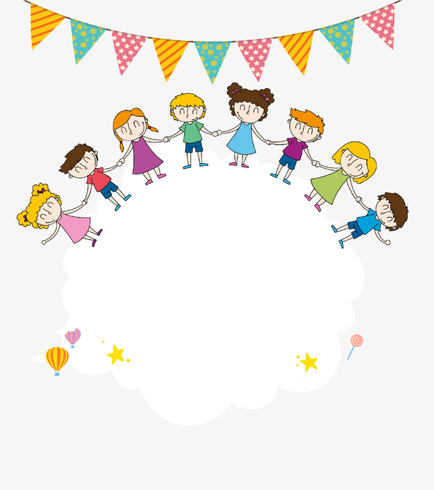 卡通手绘儿童手拉手插画