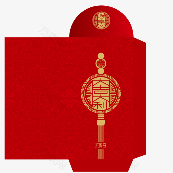大吉大利红色金色高档大气红包设