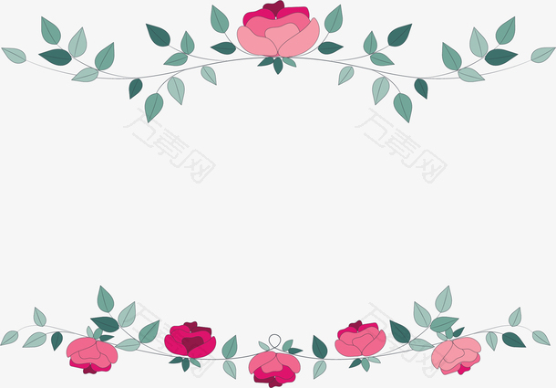 浪漫粉色玫瑰边框