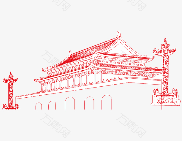 天安门剪影矢量图下载
