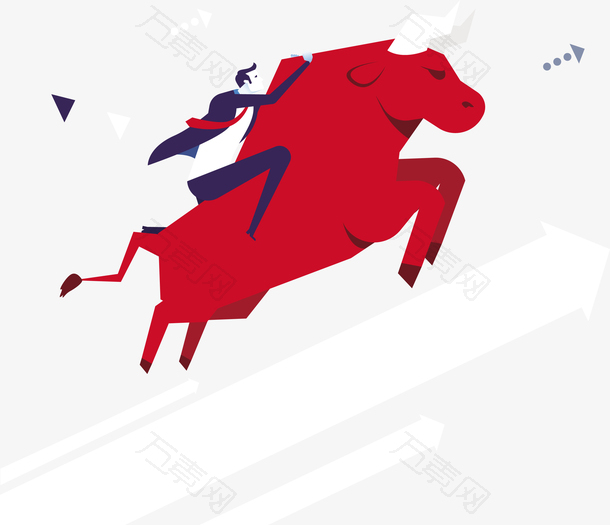 骑在牛上面的商务男士