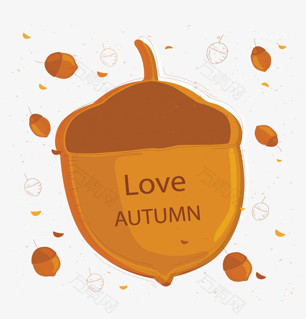 热爱秋天卡通松果
