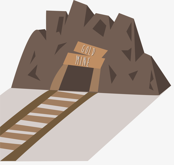 岩石矢量卡通挖矿