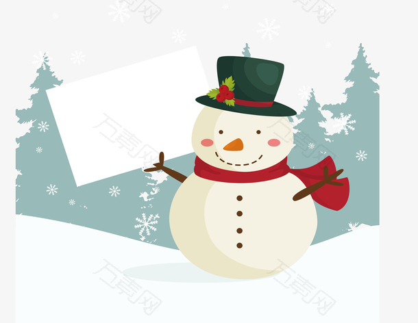 雪地上的雪人广告牌