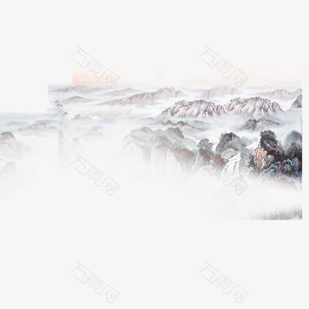 中国风水墨山水江北风光素材
