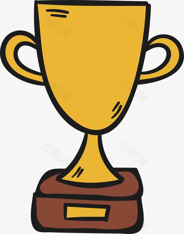 矢量手绘卡通足球奖杯素材
