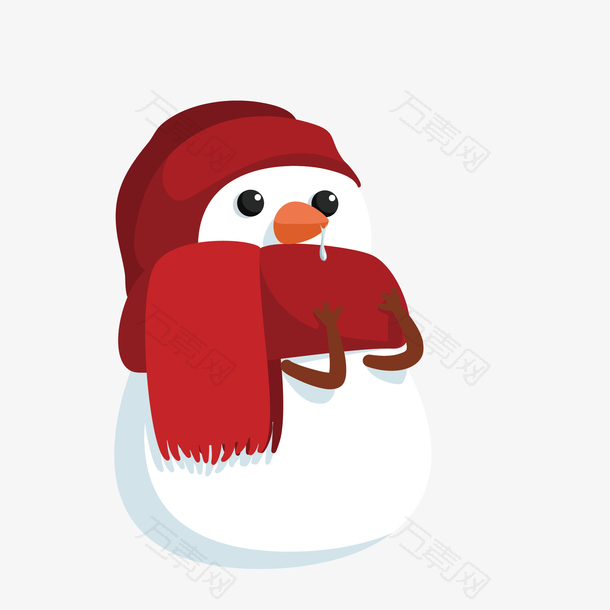 冬季冬天矢量卡通可爱的雪人围巾