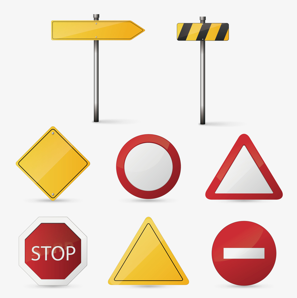彩色精美交通指示符号图标矢量图