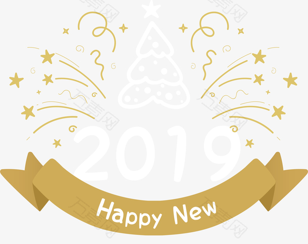 2019新年香槟金庆祝标签