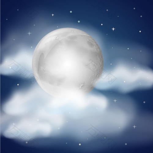 月亮在与云彩的晚上
