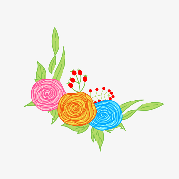 卡通漂亮的三色花png