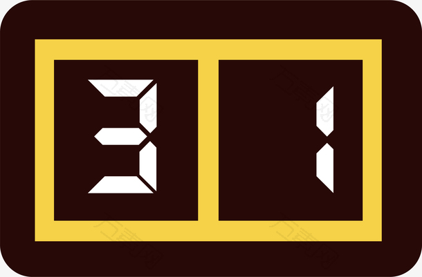 手绘足球运动场上电子记分牌图标