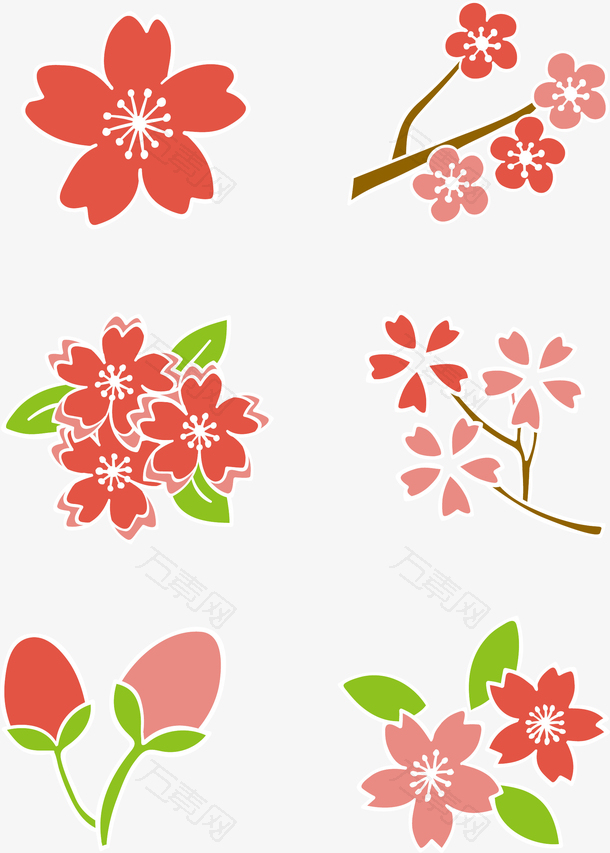 手绘春天樱花梅花装饰