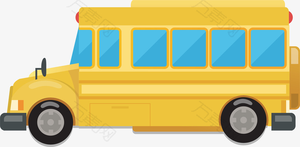 卡通侧视图扁平校车