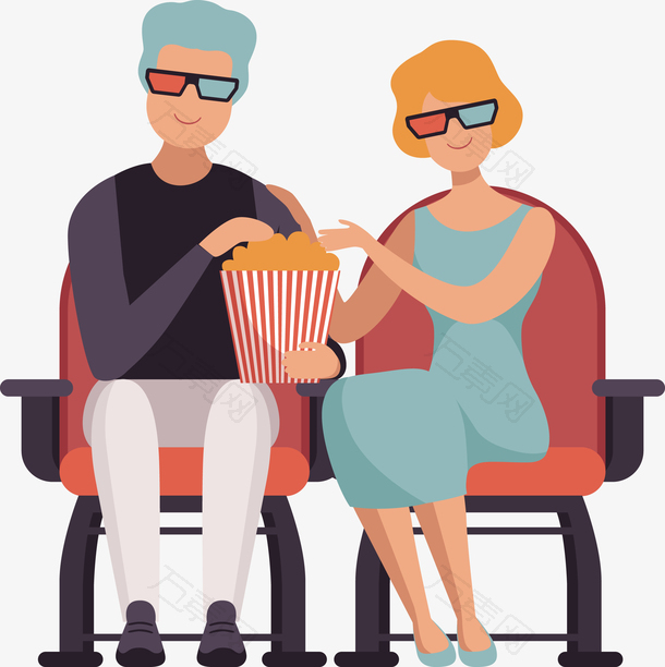看电影吃爆米花的情侣