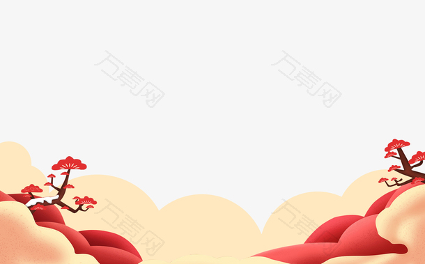祥云微立体云彩迎客松