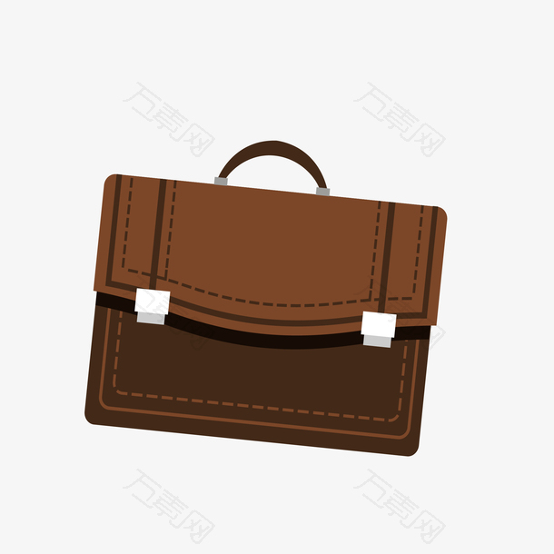 矢量手绘卡通棕色公文包