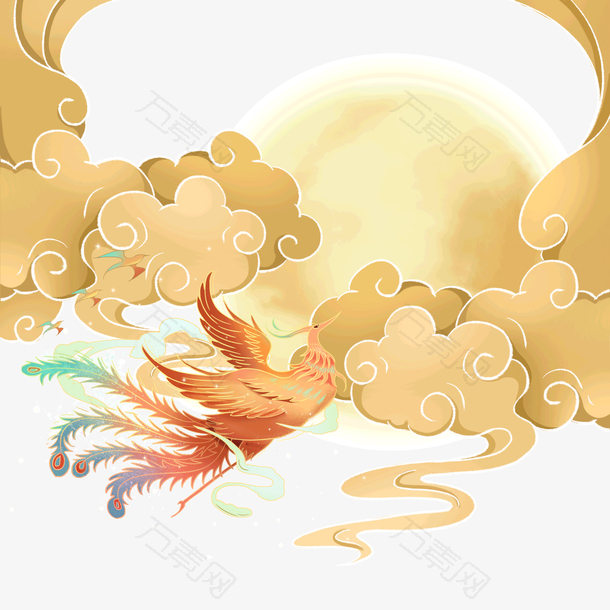国潮风凤凰贺中秋