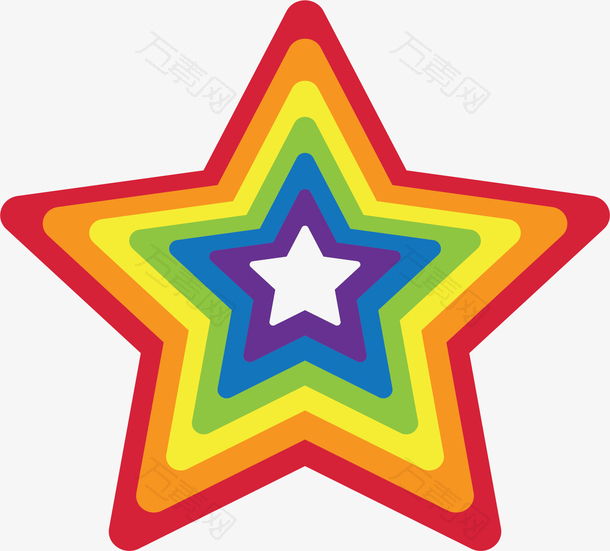 彩虹色条纹五角星