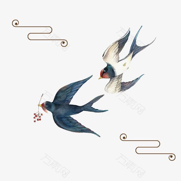 清明节水墨风燕子