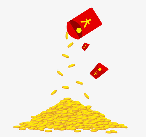 向外撒金币的红包