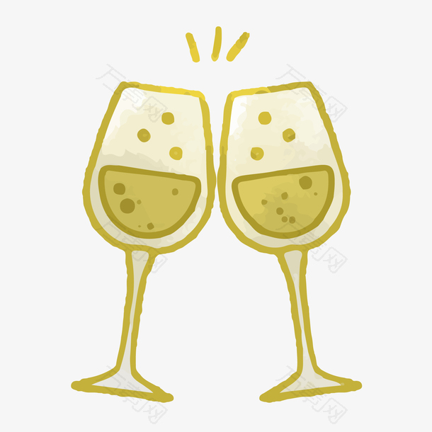 卡通香槟碰杯矢量图